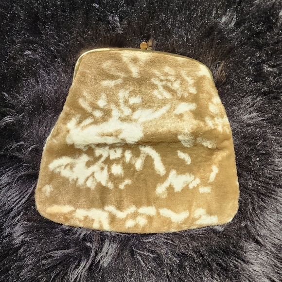 Vintage Ingber Foldover Clutch Purse with Gold Tone Kiss Lock Faux Fur/Wool like - Picture 3 of 14